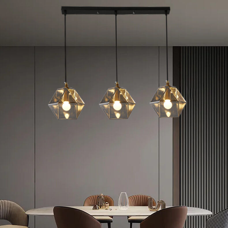 Nordic Light Luxury Wrought Iron Glass 1/3-Light Chandelier