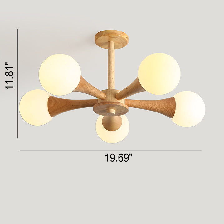 Japanese Log Fork 3/4/5-Light Semi-Flush Mount Light