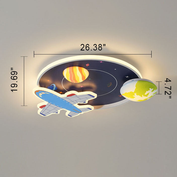 Cartoon Creative Aircraft Space LED Kids Flush Mount Ceiling Light