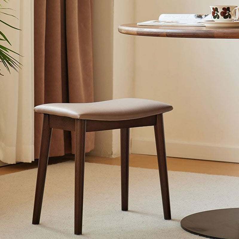 Modern Minimalist Rectangular Soft PU Leather Wood Vanity Stool For Bedroom