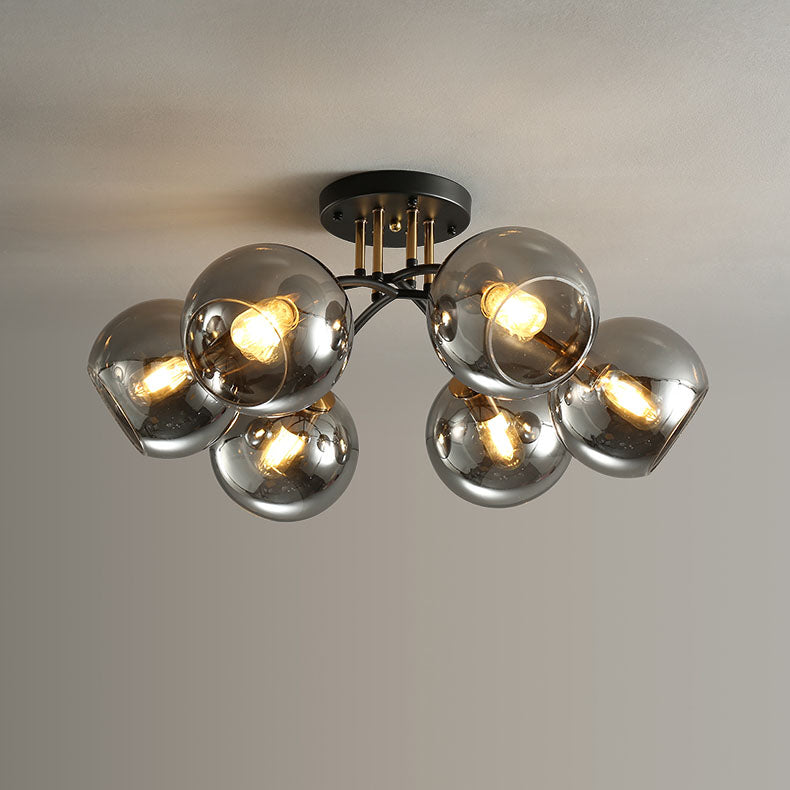 Modern Light Luxury Glass Magic Bean Round 4/6/8 Light Semi-Flush Mount Ceiling Light