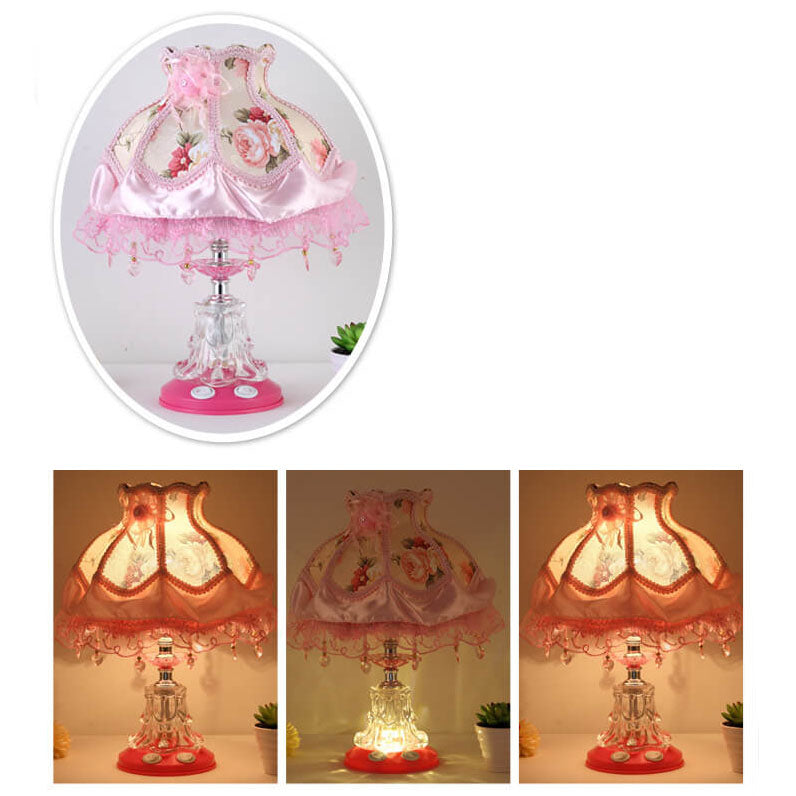 European Style Wedding Fabric Glass 1-Light Table Lamp