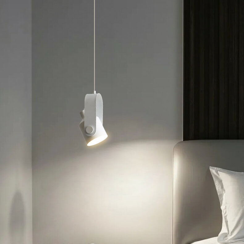 Contemporary Scandinavian Cylindrical Wooden Iron 1-Light Pendant Light For Bedroom