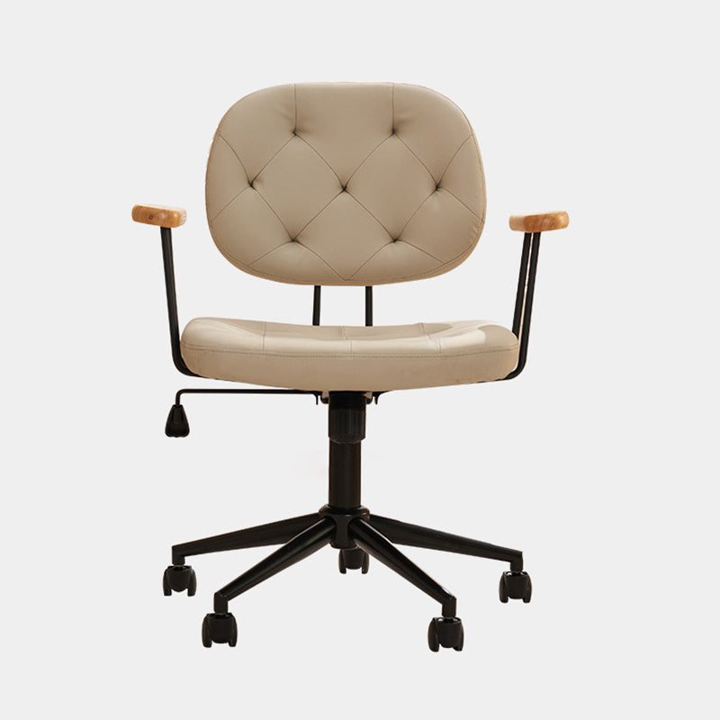 Modern Minimalist Square Faux Leather Wood Steel Chair Backrest Armrest For Bedroom