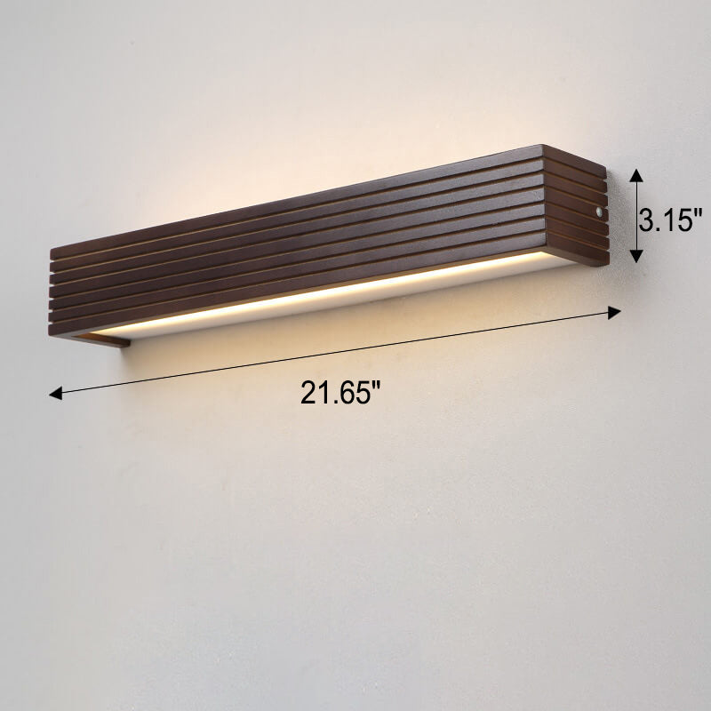 Modern Chinese Walnut Square Bar Vanity LED Wall Sconce Lamp