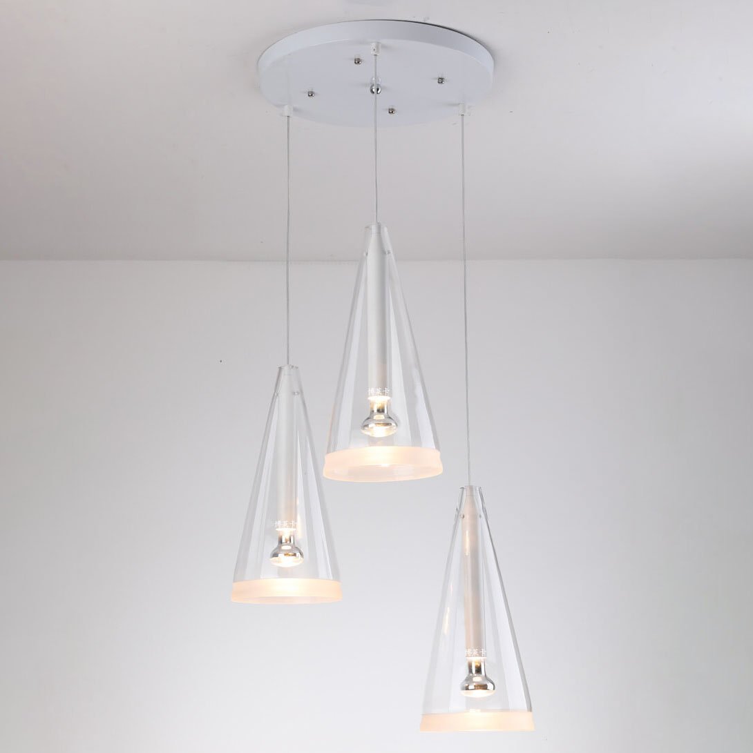 Minimalist Clear Glass Cone Shade 1/3 Light Pendant Light