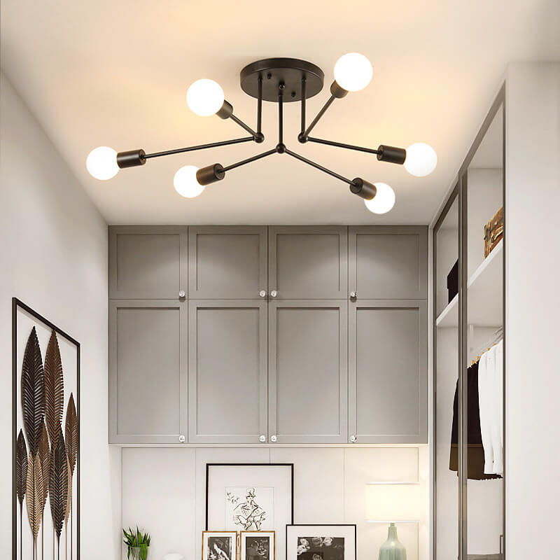 Industrial Concise Linear 6/8-Light Semi-Flush Mount Lighting