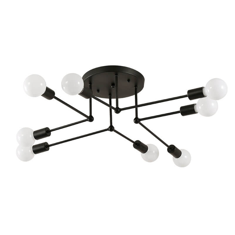 Industrial Concise Linear 6/8-Light Semi-Flush Mount Lighting