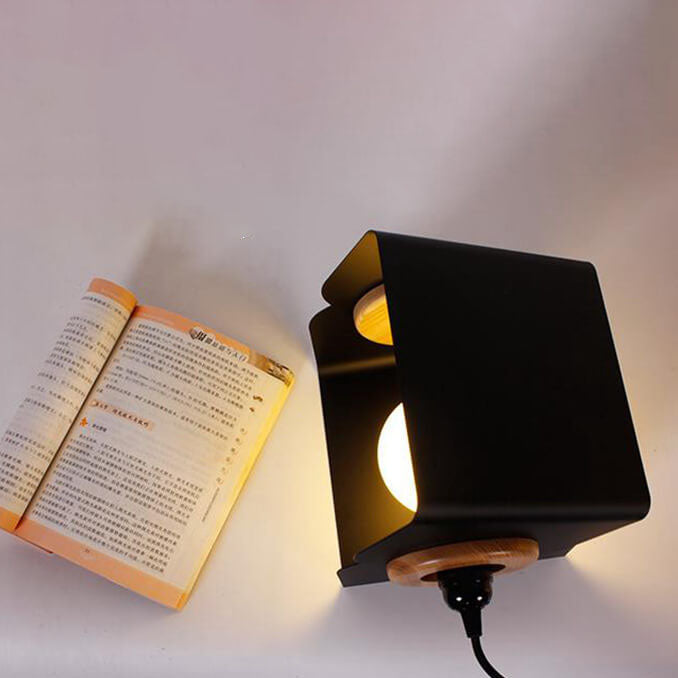 Nordic Creative Iron Solid Wood Square Geometry 1-Light Pendant Light
