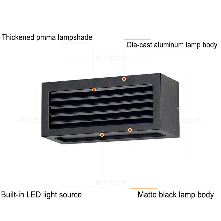 مصباح حائط LED خارجي مقاوم للماء من الألومنيوم مربع حديث