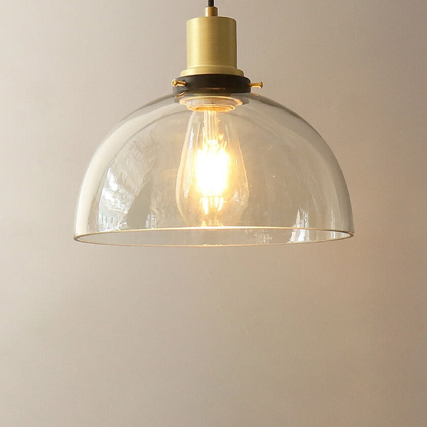 Vintage Minimalist Semi-Circular Cone Cup Iron Glass 1-Light Pendant Light