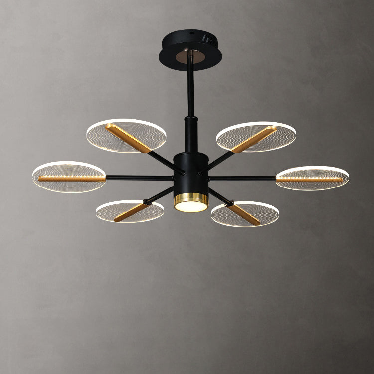 Contemporary Scandinavian Branch Round Iron Acrylic LED Chandelier For Living Room