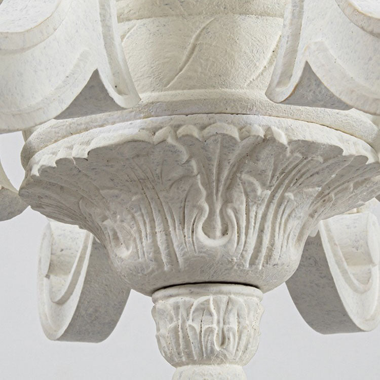 伝統的なフランスの地方風木彫りフレーム樹脂製燭台5灯シャンデリア、ダイニングルーム用