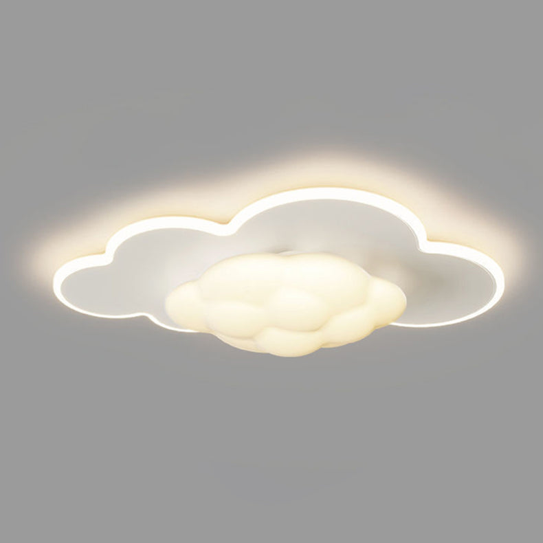 Modern Art Deco Cream Clouds Plastic Iron LED Flush Mount Ceiling Light For Living Room