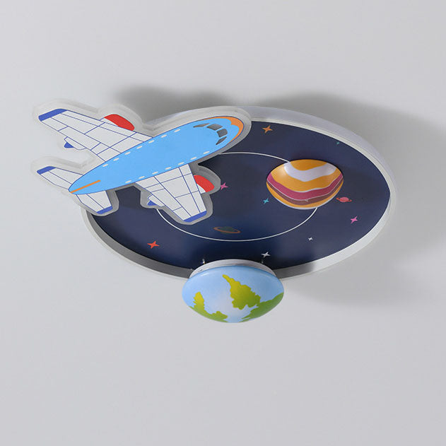 Cartoon Creative Aircraft Space LED Kids Flush Mount Ceiling Light