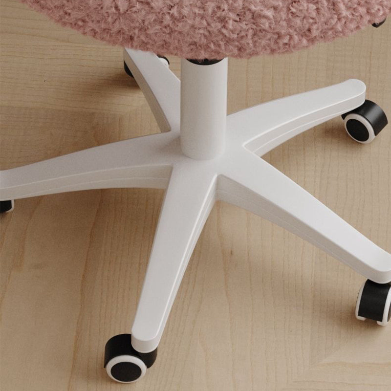 Modern Art Deco Butterfly Knot Round Lambswool Faux Leather Metal Vanity Stool Backrest Armless For Bedroom