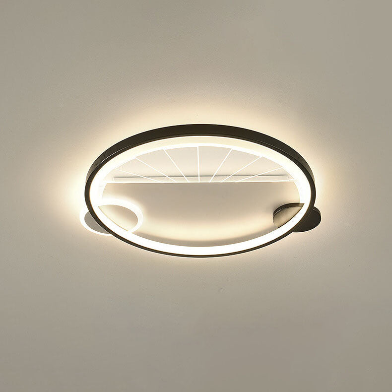 Modern Minimalist Geometric Shapes Black White Iron LED Flush Mount Light
