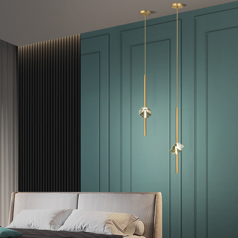 مصباح LED عصري فاخر من النحاس مع حجر كريستالي مبهر لغرفة المعيشة