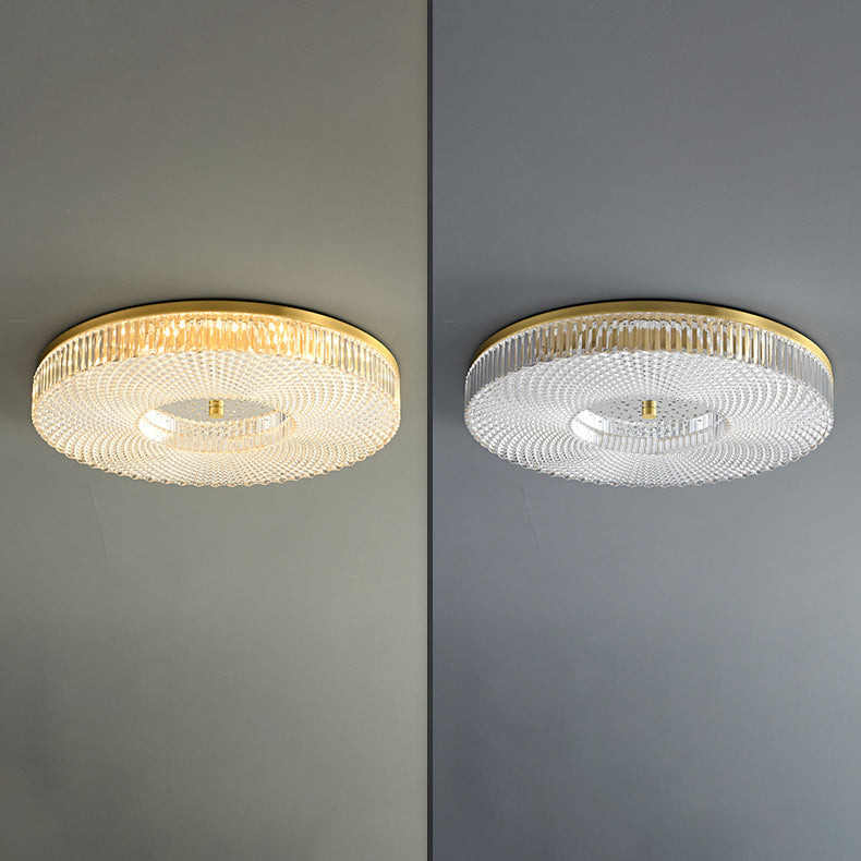مصباح سقف LED دائري فاخر معاصر من النحاس والأكريليك لغرفة المعيشة