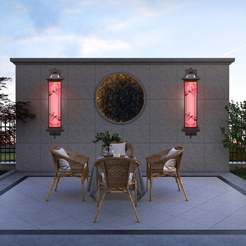 مصباح حائط LED يعمل بالطاقة الشمسية من الألومنيوم والزجاج المستطيل الصيني التقليدي للحديقة