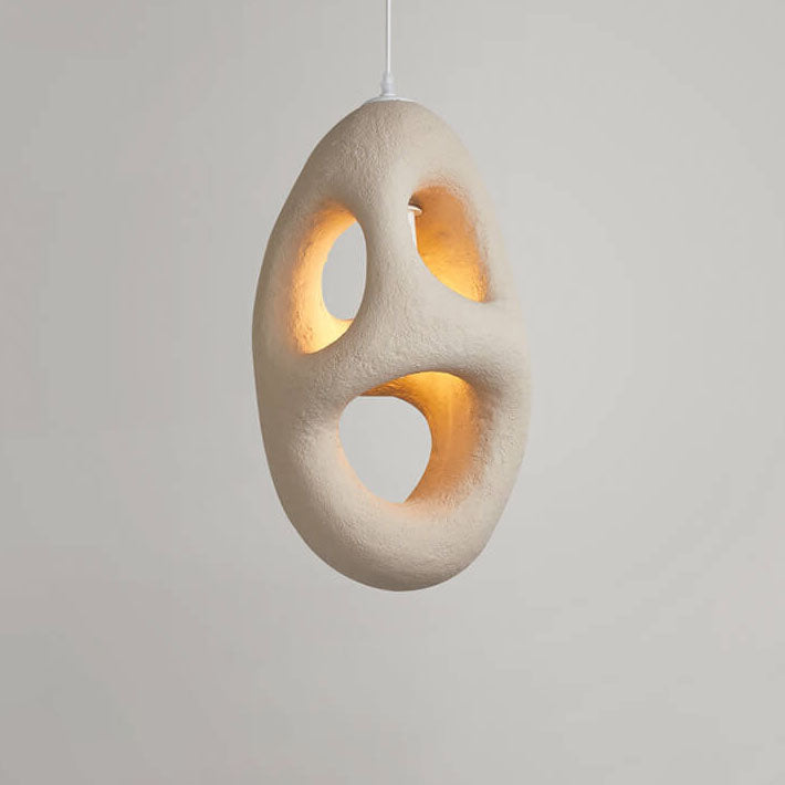 Japanese Wabi-sabi Resin Geometric Circle 1-Light Pendant Light