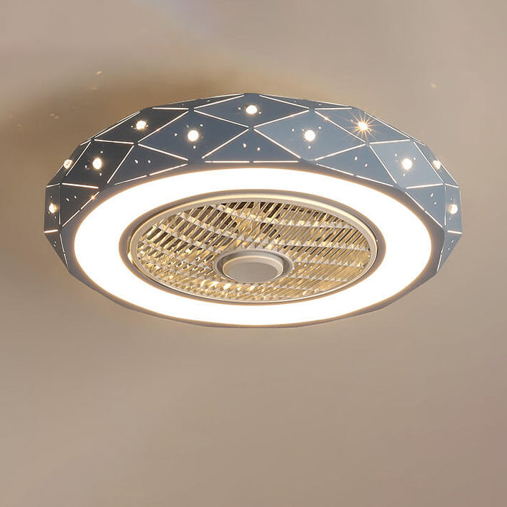 مصباح سقف LED بتصميم شبكي على شكل نجمة بتصميم بسيط على الطراز الاسكندنافي مع مروحة
