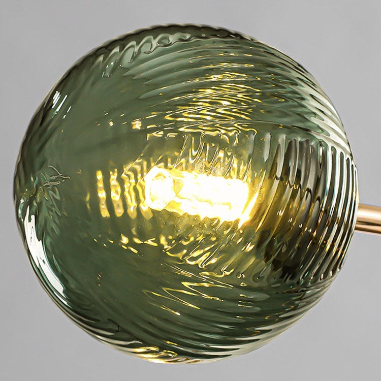 Contemporary Nordic Branch Line Orb Hardware Glass 6/8/12 Light Chandelier For Living Room
