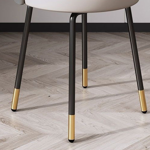 Contemporary Nordic Round Houndstooth Faux Leather Fabric Splicing Vanity Stool Low Back For Bedroom