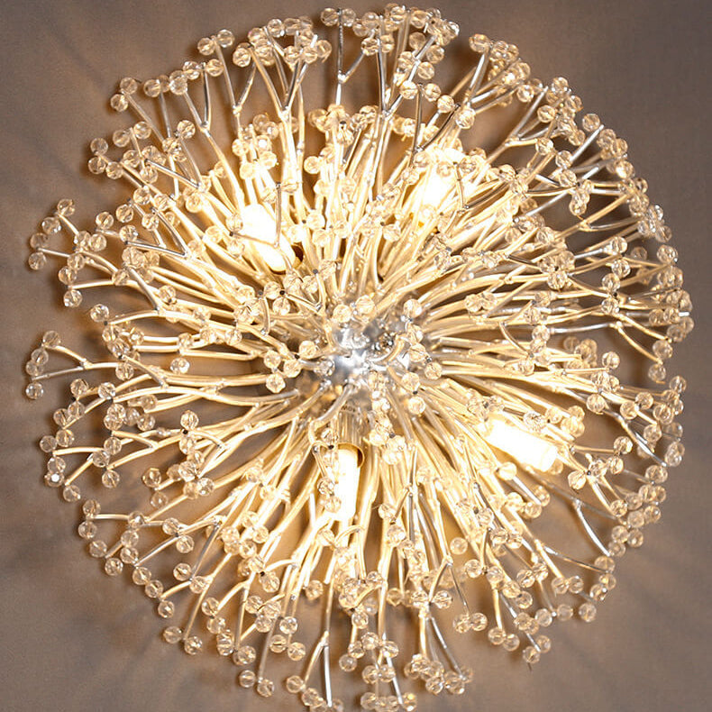 Modern Luxury Crystal Dandelion Aluminum 4-Light Wall Sconce Lamp