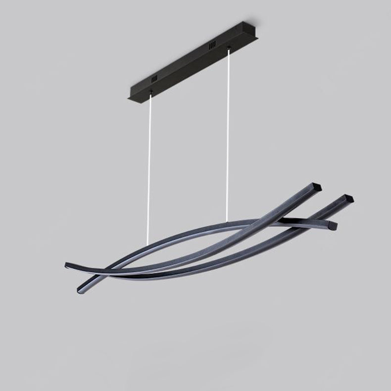 Modern Minimalist Wave Arch Aluminum Hardware LED Island Light Chandelier For Dining Room