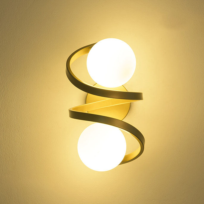 Modern Minimalist Round Ball Iron Glass 2-Light Wall Sconce Lamp