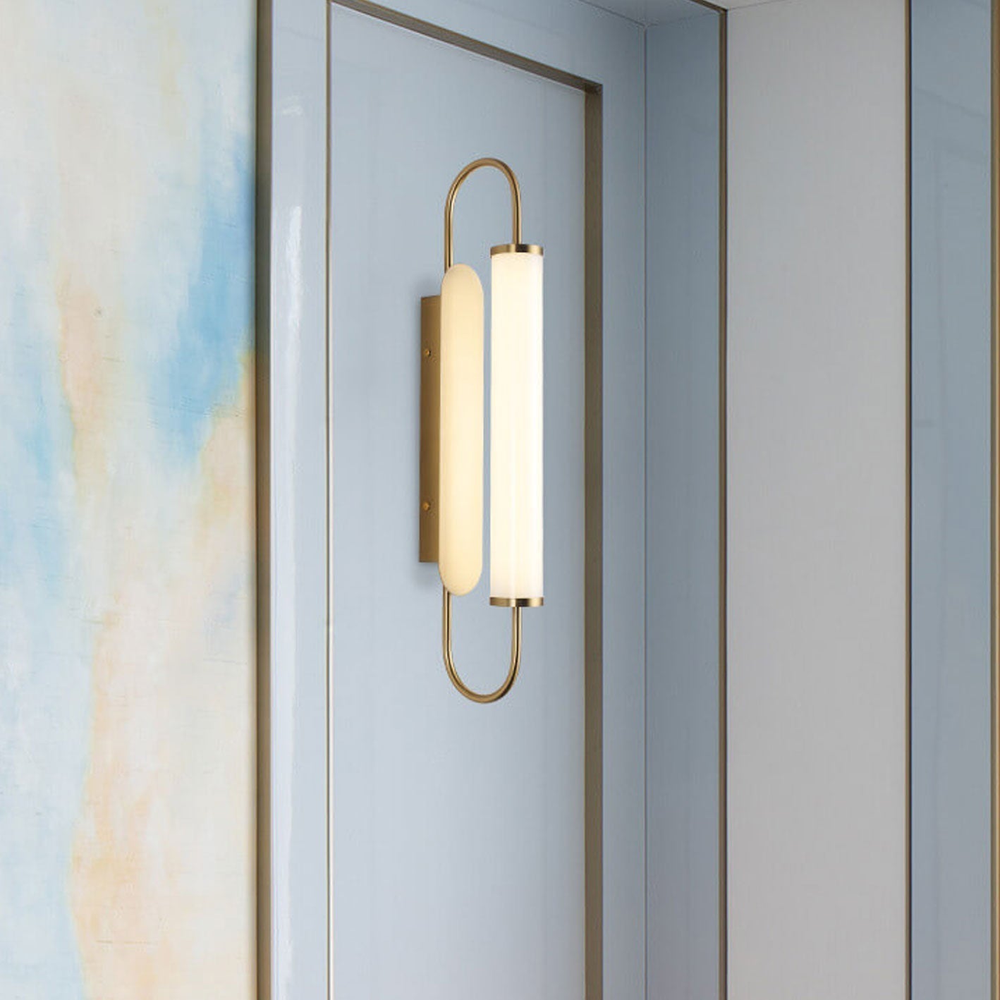 Modern Light Luxury Column Curved Arm LED Wall Sconce Lamp