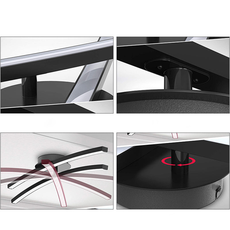 Modern Minimalist Dual Aluminum Parallel Strips LED Semi-Flush Mount Ceiling Light For Bedroom