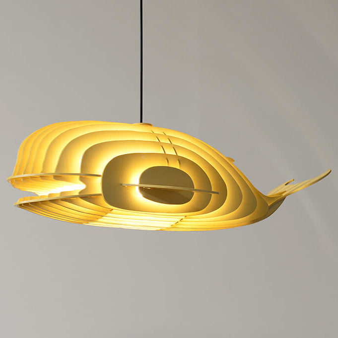 مصباح معلق خشبي متين بتصميم حوت ياباني تقليدي لغرفة المعيشة