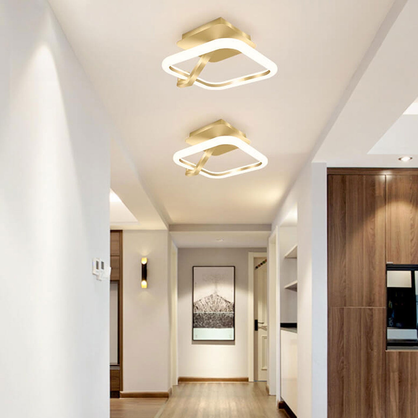 Modern Light Luxury Square Round Acrylic LED Semi-Flush Mount Ceiling Light