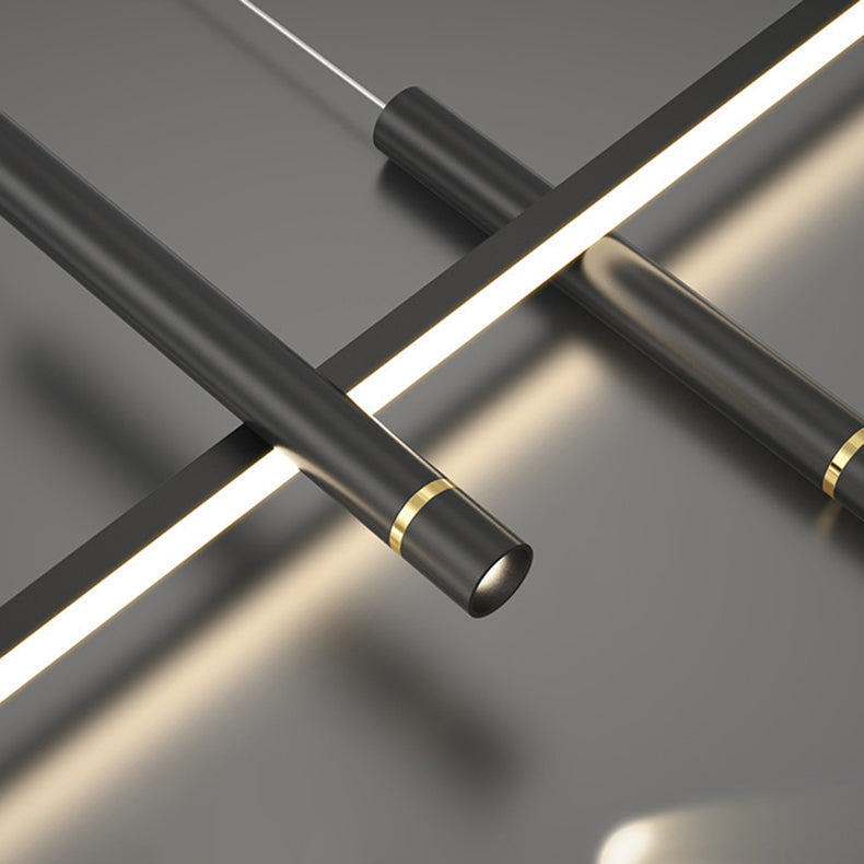 ثريا LED بتصميم هندسي مستقيم من الألومنيوم بتصميم بسيط وحديث لغرفة الطعام