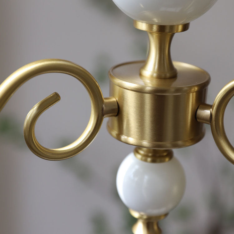 European Light Luxury 3/5-Light All Brass Glass Chandelier