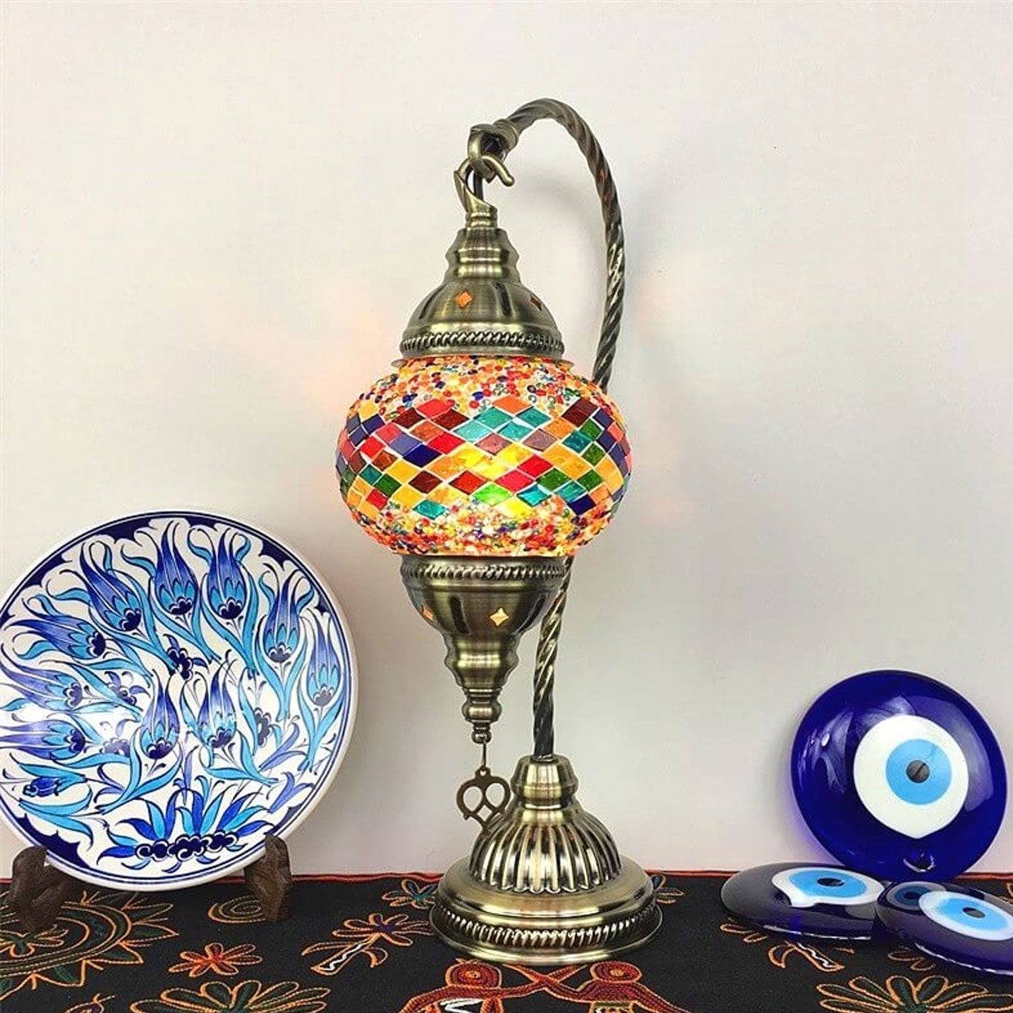 Vintage Stained Glass Turkish Style LED Table Lamp