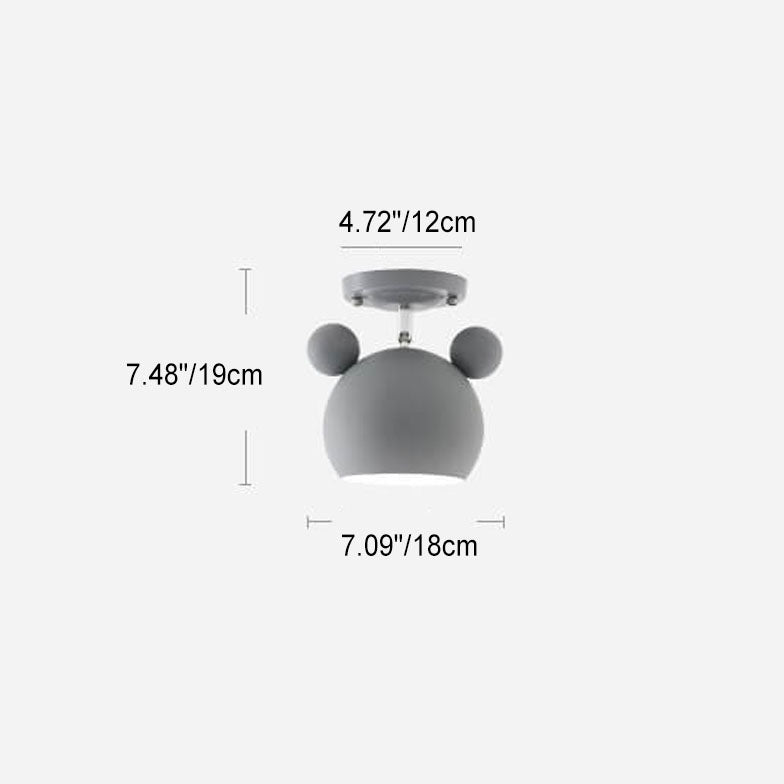 Nordic Cartoon Dome Shape Iron 1-Light Semi-Flush Mount Ceiling Light