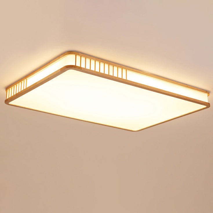 Japanese Minimalist Log Square LED Flush Mount Ceiling Light