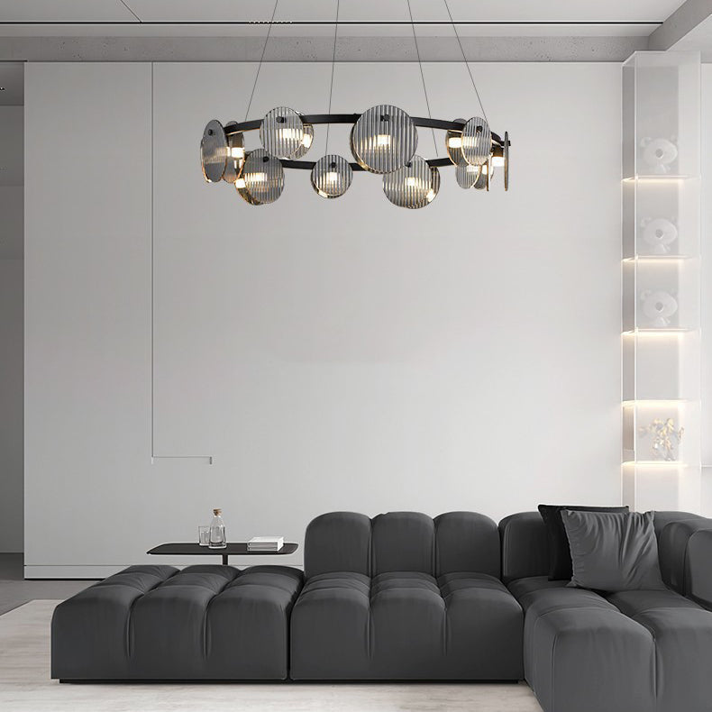 ثريا LED معدنية زجاجية بتصميم عصري بسيط لغرفة المعيشة