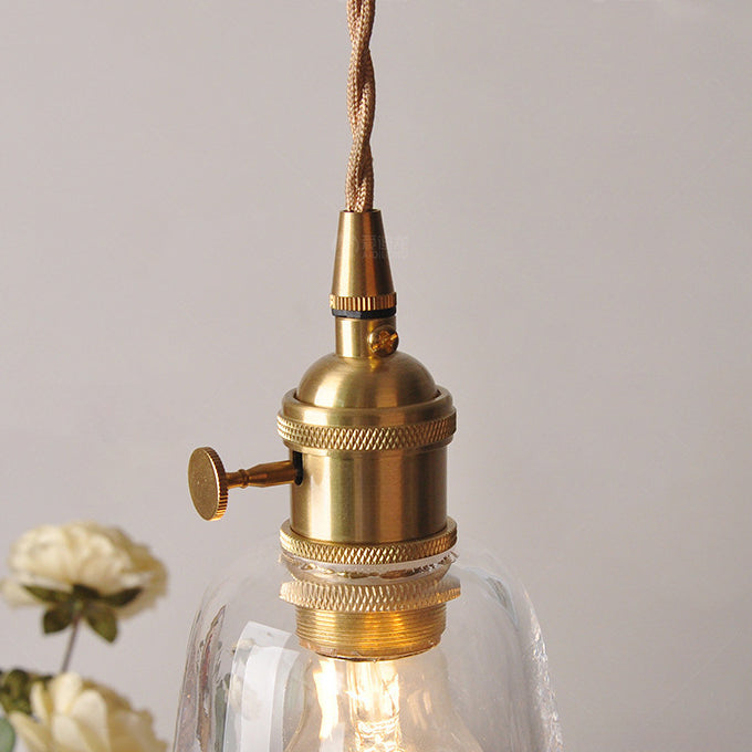 Traditional Vintage Brass Trumpet Glass Shade 1-Light Wall Sconce Lamp For Bedroom