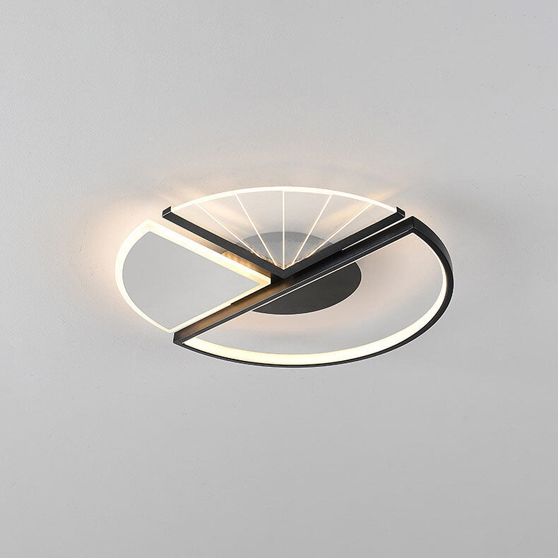 Modern Minimalist Geometric Shapes Black White Iron LED Flush Mount Light