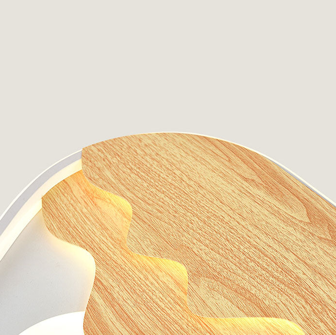Modern Minimalist Landscape Triangle Wood Acrylic LED Flush Mount Lighting