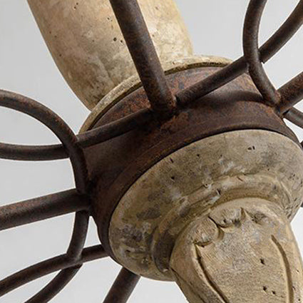 Traditional Farmhouse Distressed Wood Candlestick Iron Round 6-Light Chandelier For Living Room