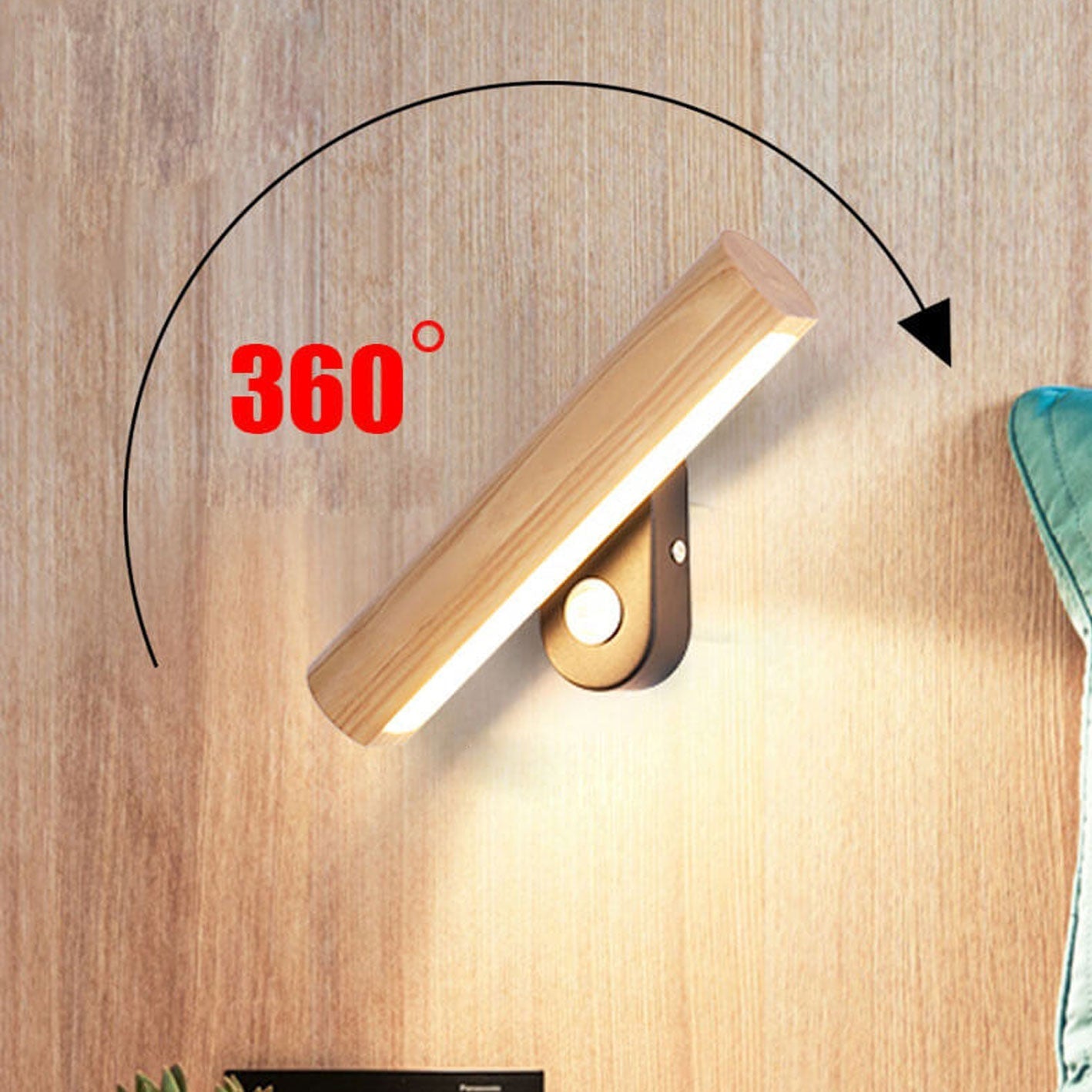 Nordic Simple Solid Wood Bar Rotating LED Wall Sconce Lamp