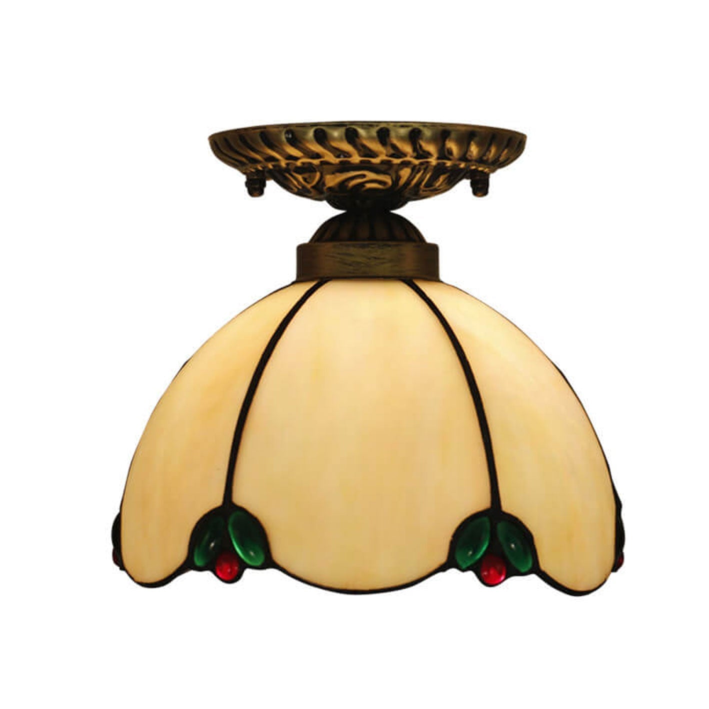 Vintage Tiffany Ivory Glass 1-Light Semi-Flush Mount Ceiling Light