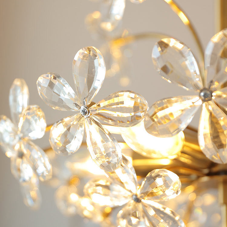 Traditional Vintage Petal Iron Crystal 6/8 Light Island Light Chandelier For Bedroom