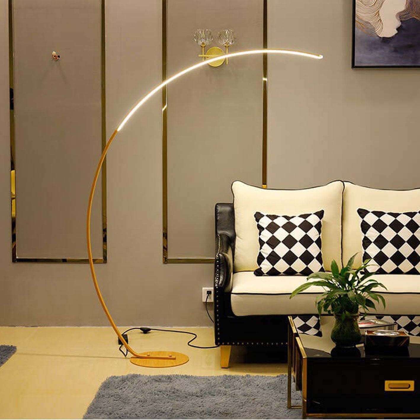 Minimalist Curved Line LED Aluminum Standing Floor Lamp