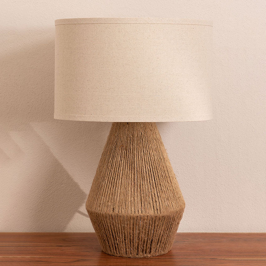 Japanese Vintage Hemp Rope Weaving Base Fabric 1-Light Table Lamp